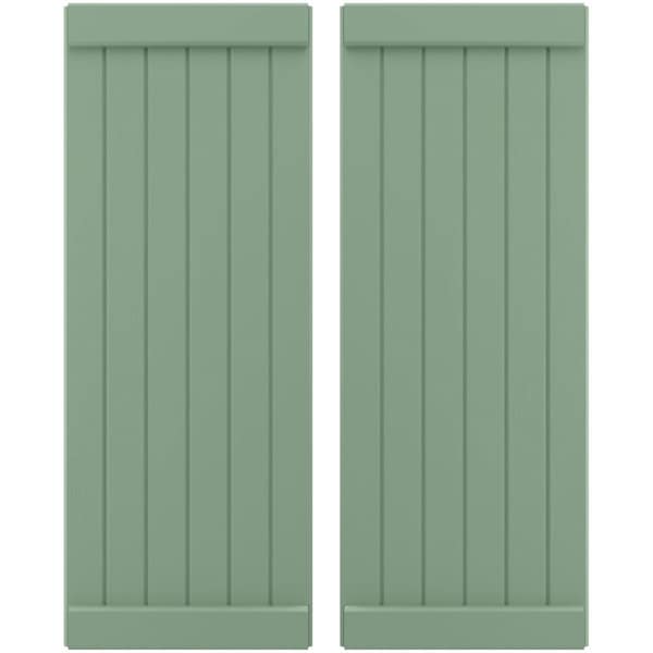 Ekena Millwork Americraft 6-Board Exterior Wood Joined Board-n-Batten Shutters w/ End Batten, ARW103BB621X41TGH, PR ARW103BB621X41TGH - main